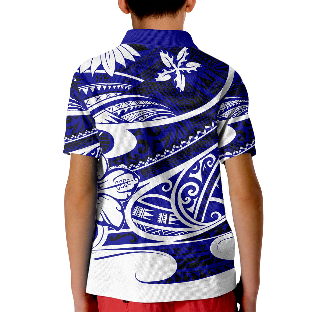 Polynesian Tribal Kid Polo Shirt Blue LT6 - Polynesian Pride