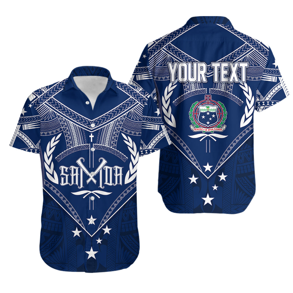 Personalised Samoa Independence Day Hawaiian Shirt Chest Tattoo Symbolic Style LT7 Blue - Polynesian Pride