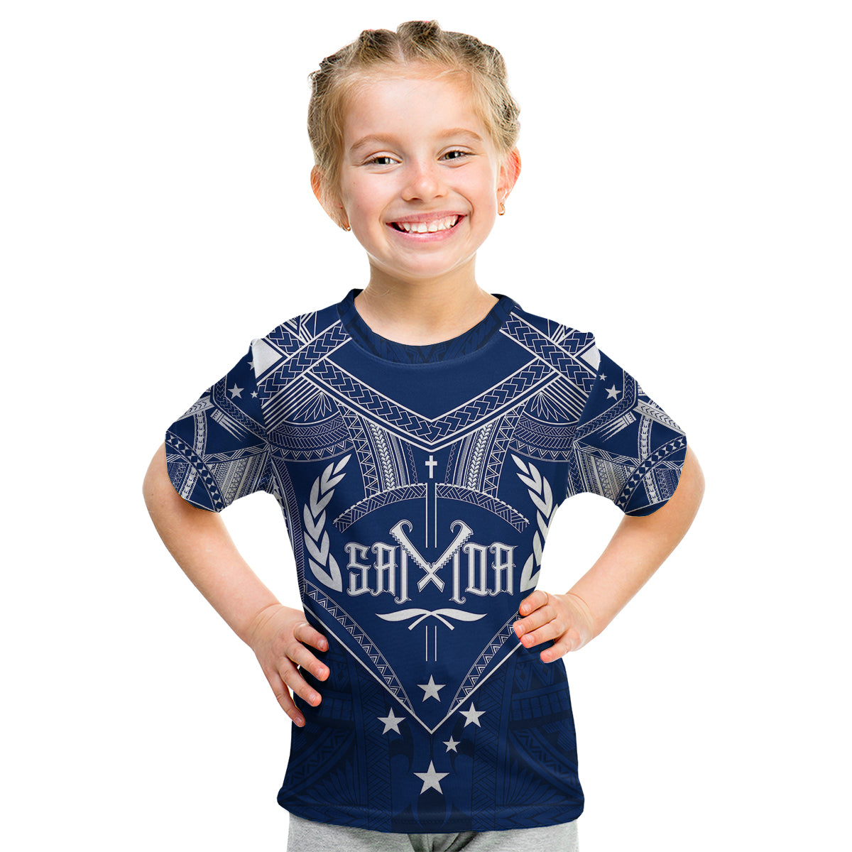 Personalised Samoa Independence Day Kid T Shirt Chest Tattoo Symbolic Style LT7 - Polynesian Pride