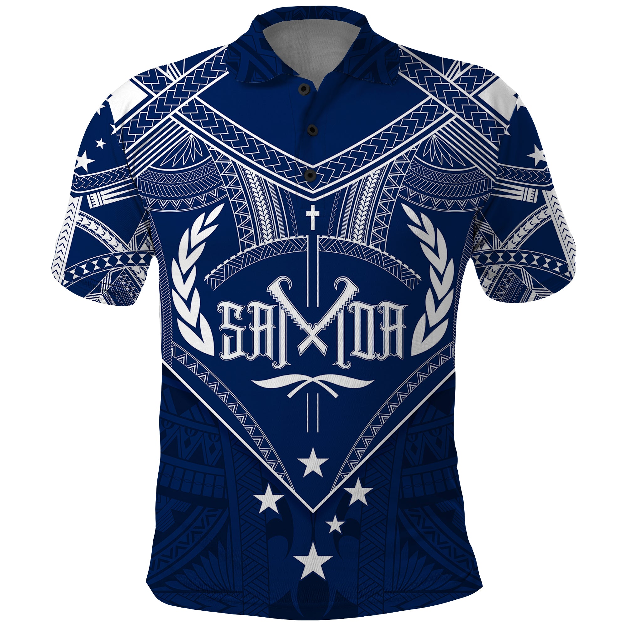 Custom Samoa Independence Day Polo Shirt Chest Tattoo Symbolic Style LT7 Blue - Polynesian Pride