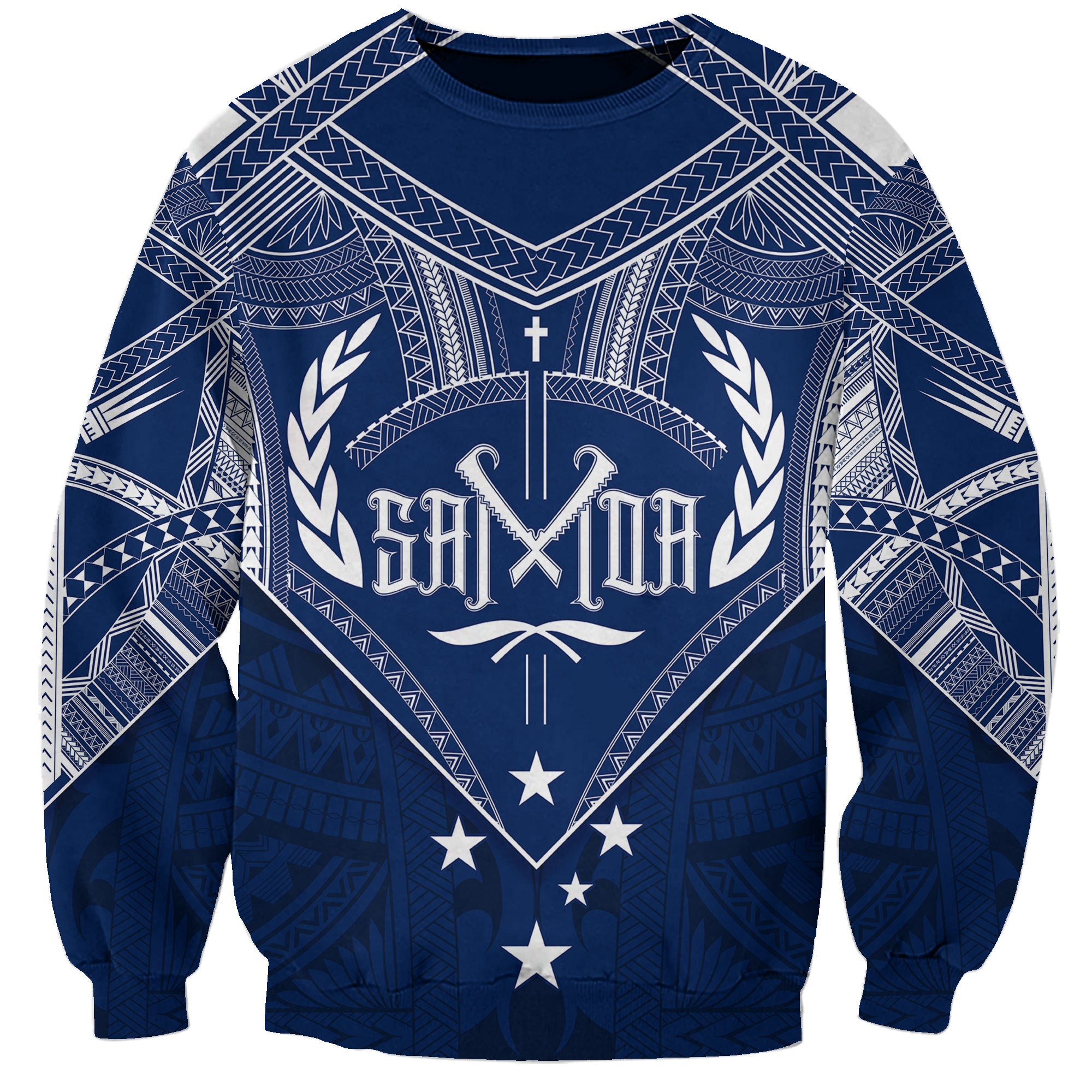 Personalised Samoa Independence Day Sweatshirt Chest Tattoo Symbolic Style LT7 Unisex Blue - Polynesian Pride