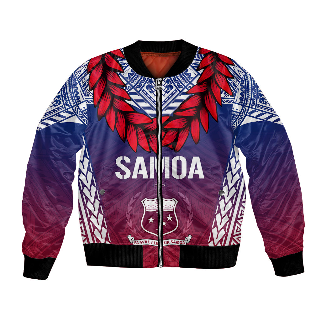 Personalised Samoa Independence Day Bomber Jacket Ula Fala Gradient Color LT7 Unisex Art - Polynesian Pride