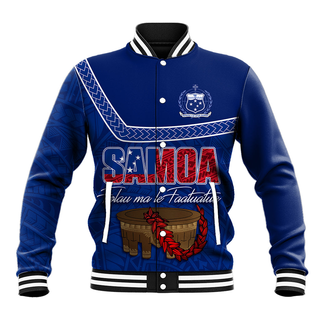 Personalised Samoa Independence Day Baseball Jacket Kava And Ula Fala - Sail With Faith LT7 Unisex Blue - Polynesian Pride