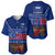 Personalised Samoa Independence Day Baseball Jersey Kava And Ula Fala - Sail With Faith LT7 Blue - Polynesian Pride