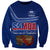 Personalised Samoa Independence Day Sweatshirt Kava And Ula Fala - Sail With Faith LT7 Unisex Blue - Polynesian Pride