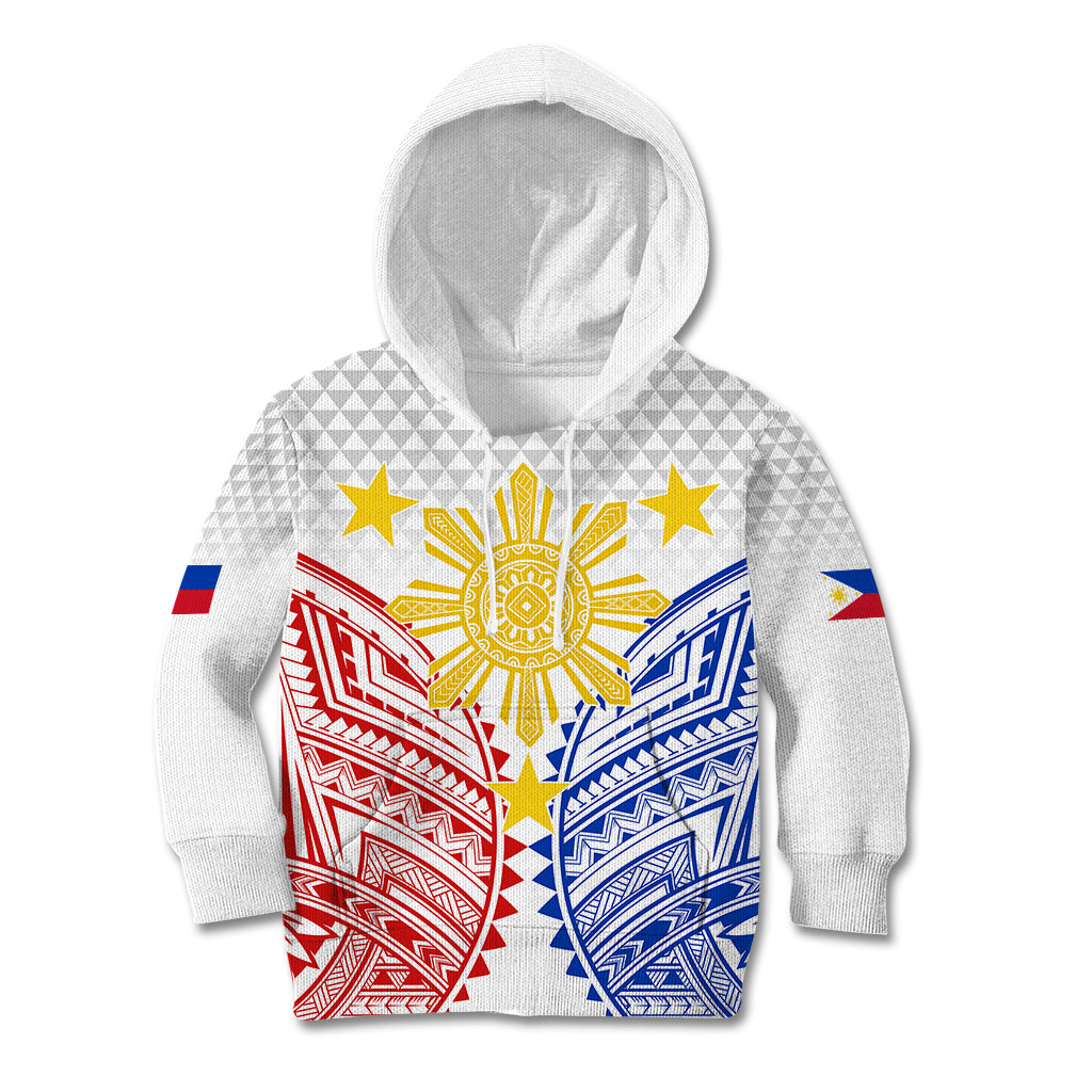 Personalised Philippines Independence Day Kid Hoodie Tribal Sun and Stars Ver 01 LT7 Hoodie White - Polynesian Pride