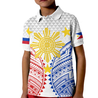 Personalised Philippines Independence Day Kid Polo Shirt Tribal Sun and Stars Ver 01 LT7 Kid White - Polynesian Pride