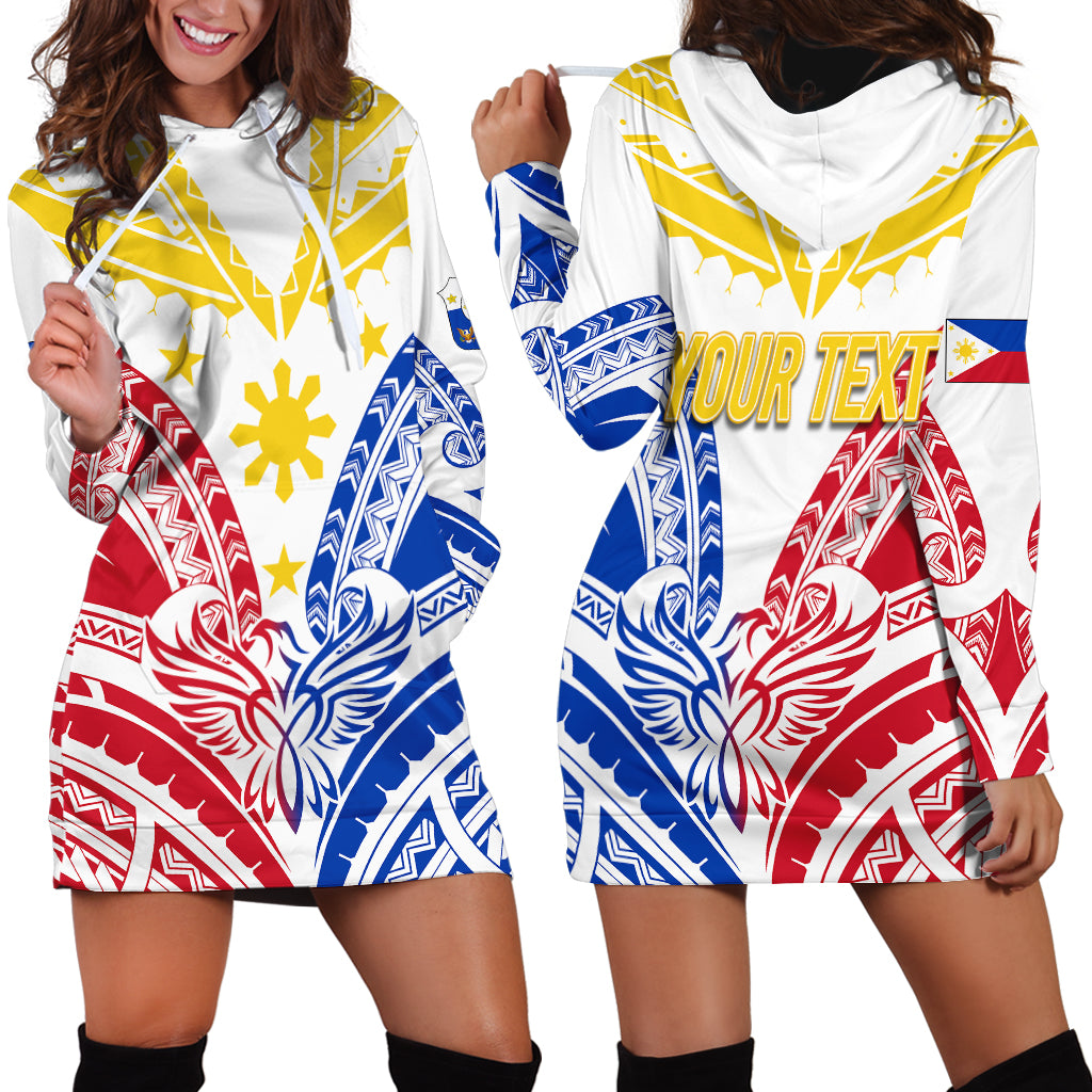 Personalised Philippines Independence Day Hoodie Dress Tribal Sun and Stars Ver 02 LT7 White - Polynesian Pride