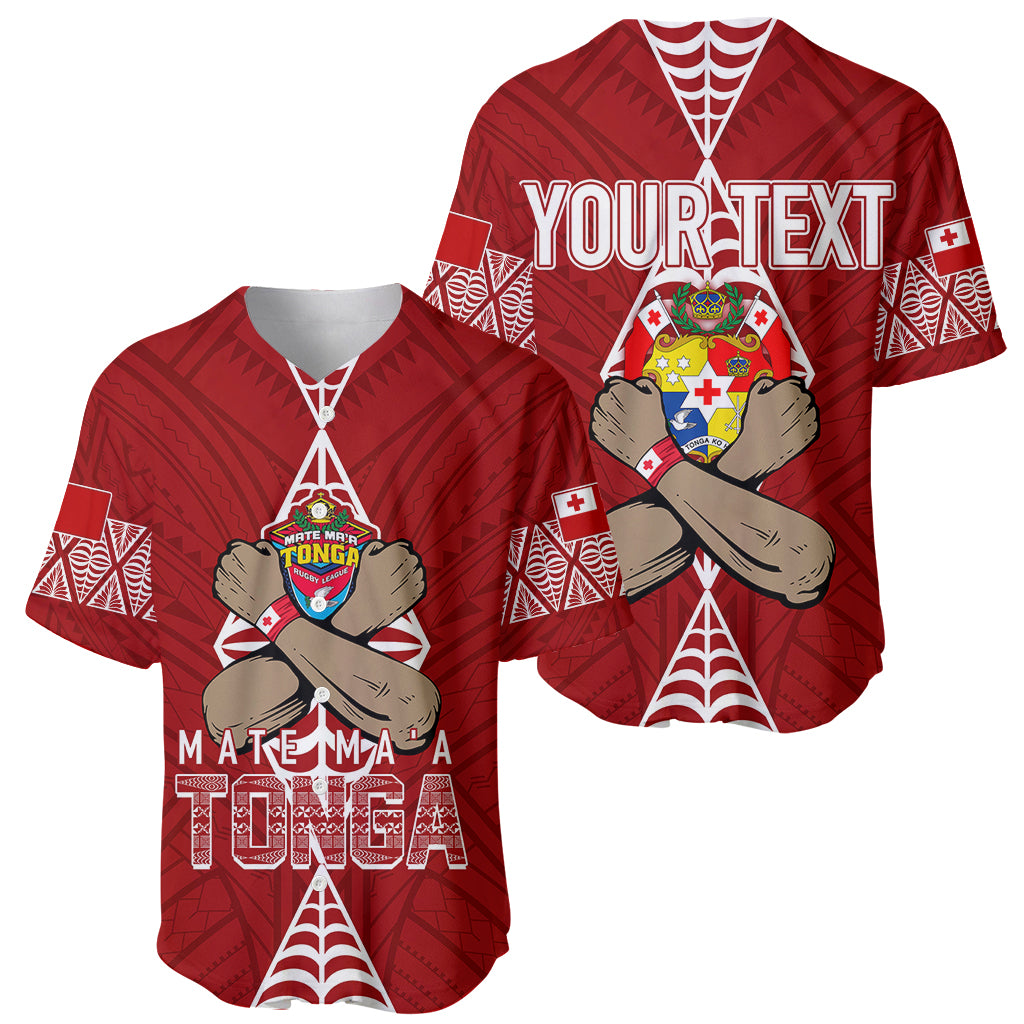 Personalised Tonga Rugby Baseball Jersey Mate Ma'a Tonga Independence Day LT7 Red - Polynesian Pride