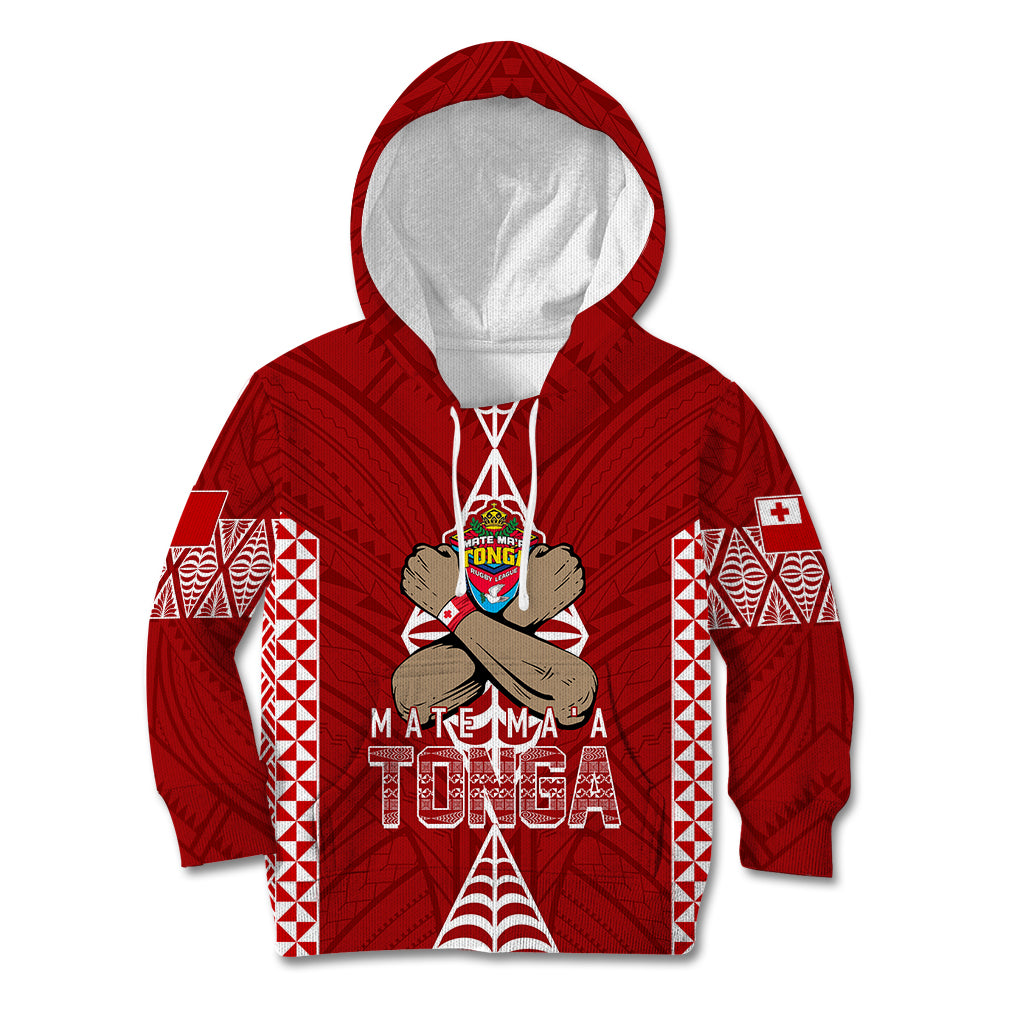 Personalised Tonga Rugby Kid Hoodie Mate Ma'a Tonga Independence Day LT7 Hoodie Red - Polynesian Pride