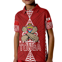Personalised Tonga Rugby Kid Polo Shirt Mate Ma'a Tonga Independence Day LT7 Kid Red - Polynesian Pride