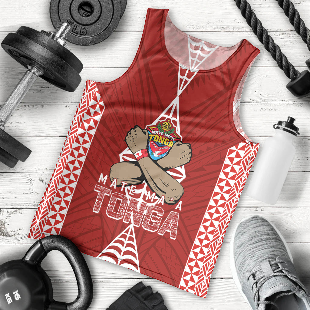 Personalised Tonga Rugby Men Tank Top Mate Ma'a Tonga Independence Day LT7 Red - Polynesian Pride