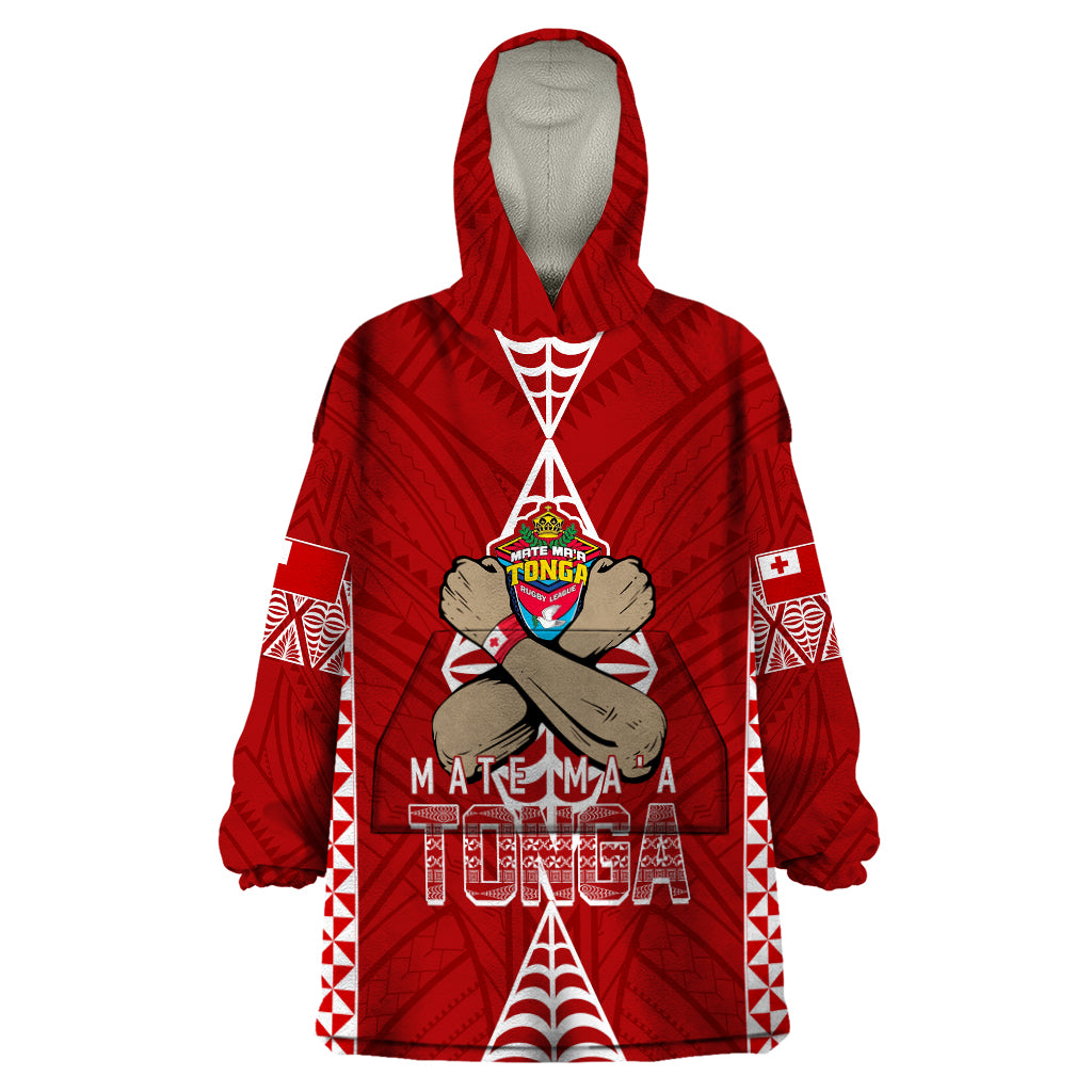 Personalised Tonga Rugby Wearable Blanket Hoodie Mate Ma'a Tonga Independence Day LT7 One Size Red - Polynesian Pride