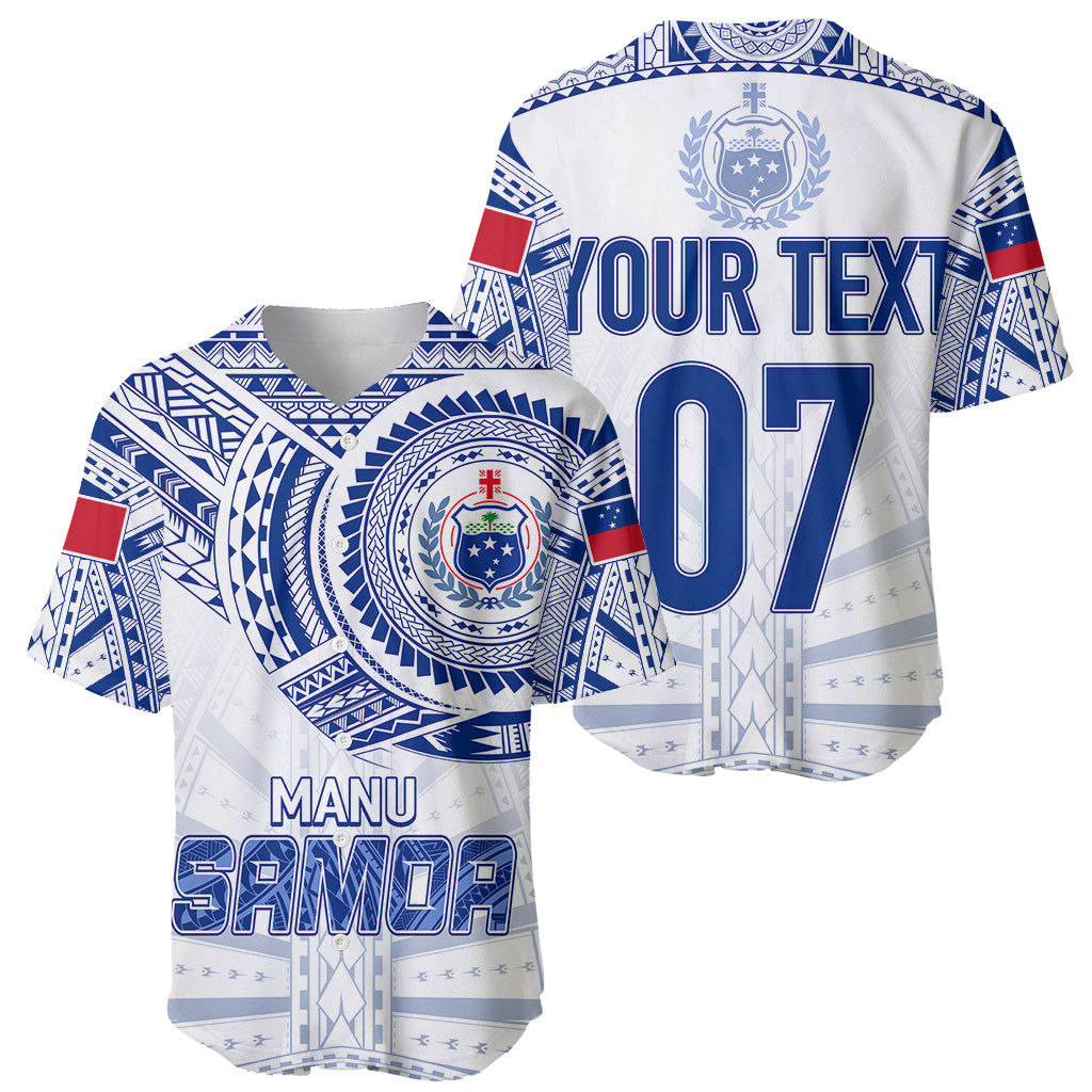 Personalised Samoa Rugby Baseball Jersey Manu Samoa Gradient White LT7 White - Polynesian Pride