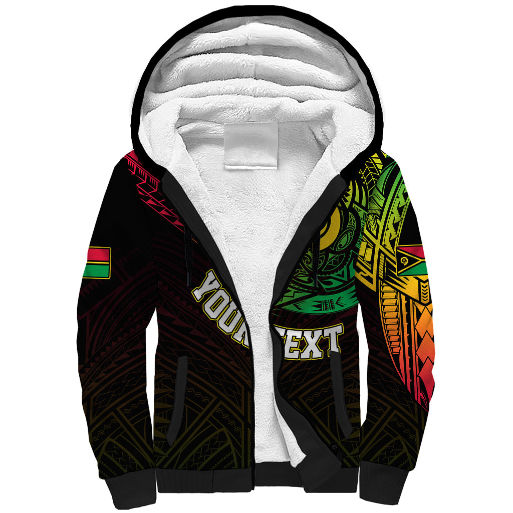 Personalised Vanuatu Sherpa Hoodie Turtle Chest Tattoo Flag Color LT7 Unisex Black - Polynesian Pride