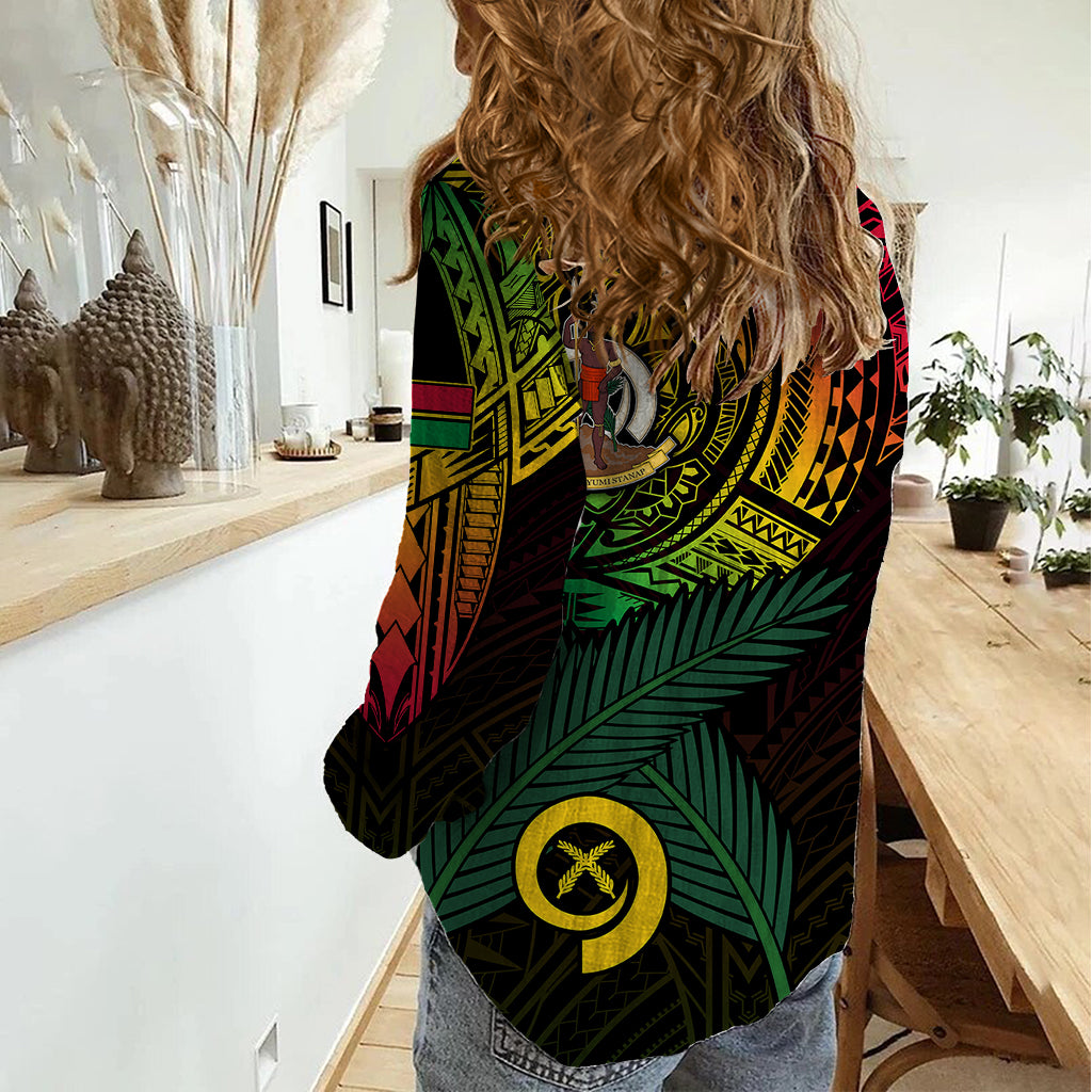 Personalised Vanuatu Women Casual Shirt Turtle Chest Tattoo Flag Color LT7 - Polynesian Pride