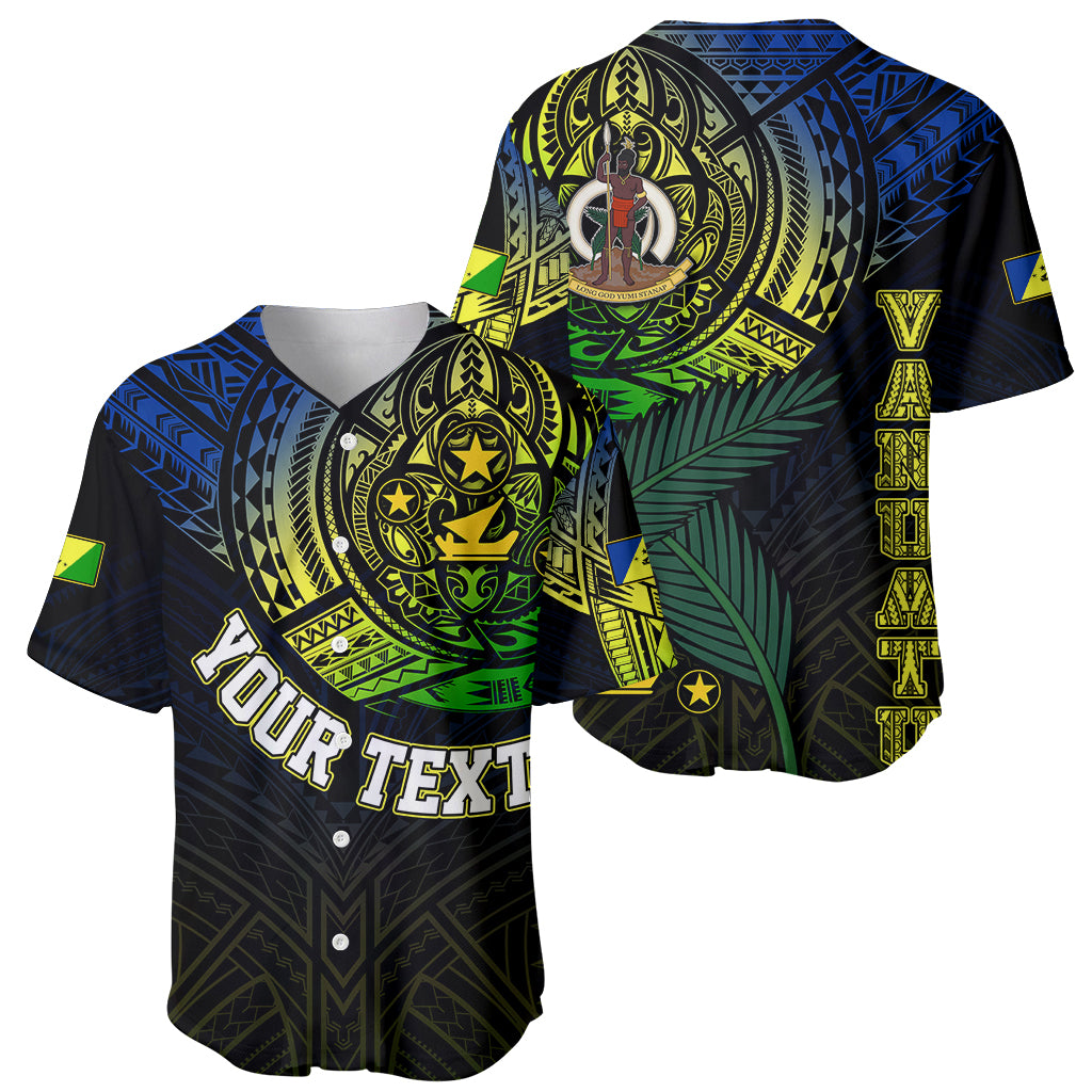 Personalised Vanuatu Baseball Jersey Turtle Chest Tattoo Flag Color - Malampa LT7 Black - Polynesian Pride