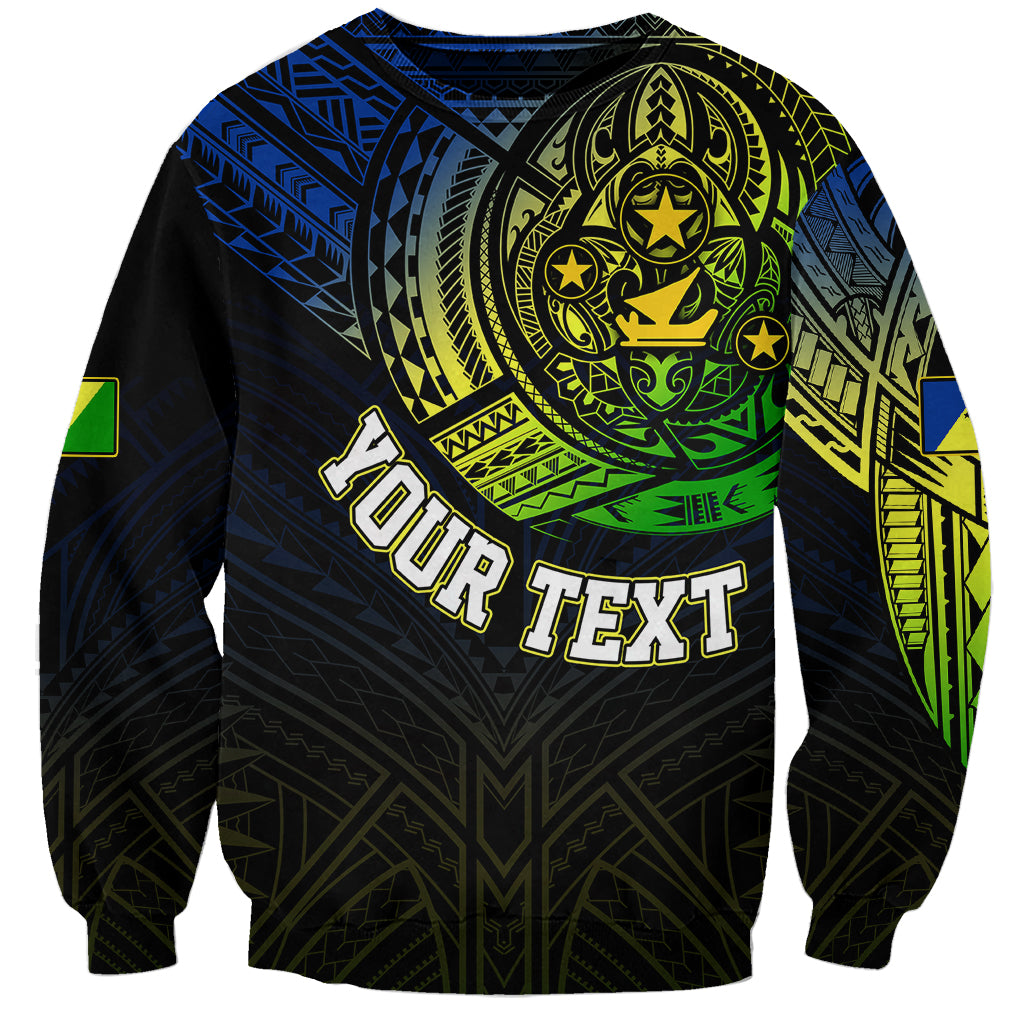 Personalised Vanuatu Sweatshirt Turtle Chest Tattoo Flag Color - Malampa LT7 Unisex Black - Polynesian Pride