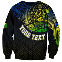 Personalised Vanuatu Sweatshirt Turtle Chest Tattoo Flag Color - Malampa LT7 Unisex Black - Polynesian Pride