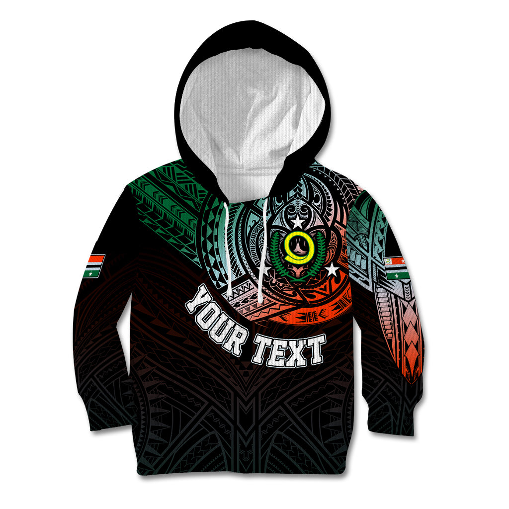 Personalised Vanuatu Kid Hoodie Turtle Chest Tattoo Flag Color - Penama LT7 Hoodie Black - Polynesian Pride