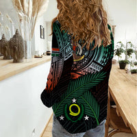 Personalised Vanuatu Women Casual Shirt Turtle Chest Tattoo Flag Color - Penama LT7 - Polynesian Pride