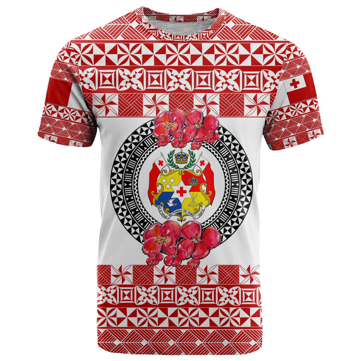 Custom Tonga Emancipation Day T Shirt Independence Day Simple Ngatu Heilala Flower White Red LT8 Red - Polynesian Pride