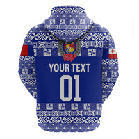 Custom Tonga Hoodie Emancipation Day Simple Ngatu Heilala Flower Blue LT8 - Polynesian Pride