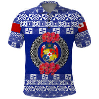 Custom Tonga Emancipation Day Polo Shirt Independence Day Simple Ngatu Heilala Flower Blue LT8 Blue - Polynesian Pride