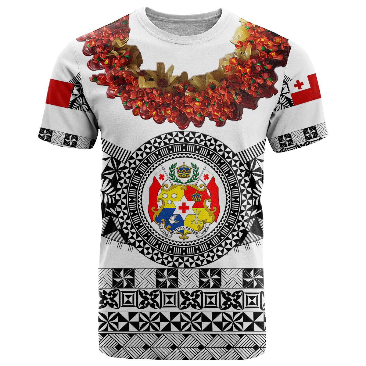 Custom Tonga Emancipation Day T Shirt Independence Day Fancy Kahoa Heilala Flower White Black LT8 White - Polynesian Pride