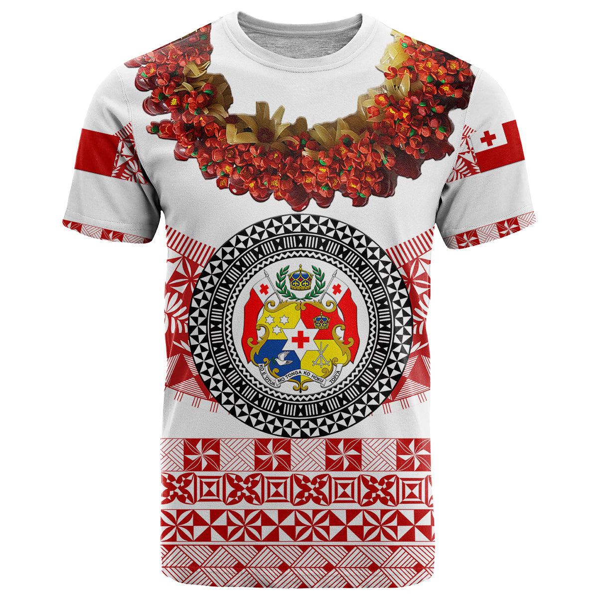 Custom Tonga Emancipation Day T Shirt Independence Day Fancy Kahoa Heilala Flower White Red LT8 White - Polynesian Pride