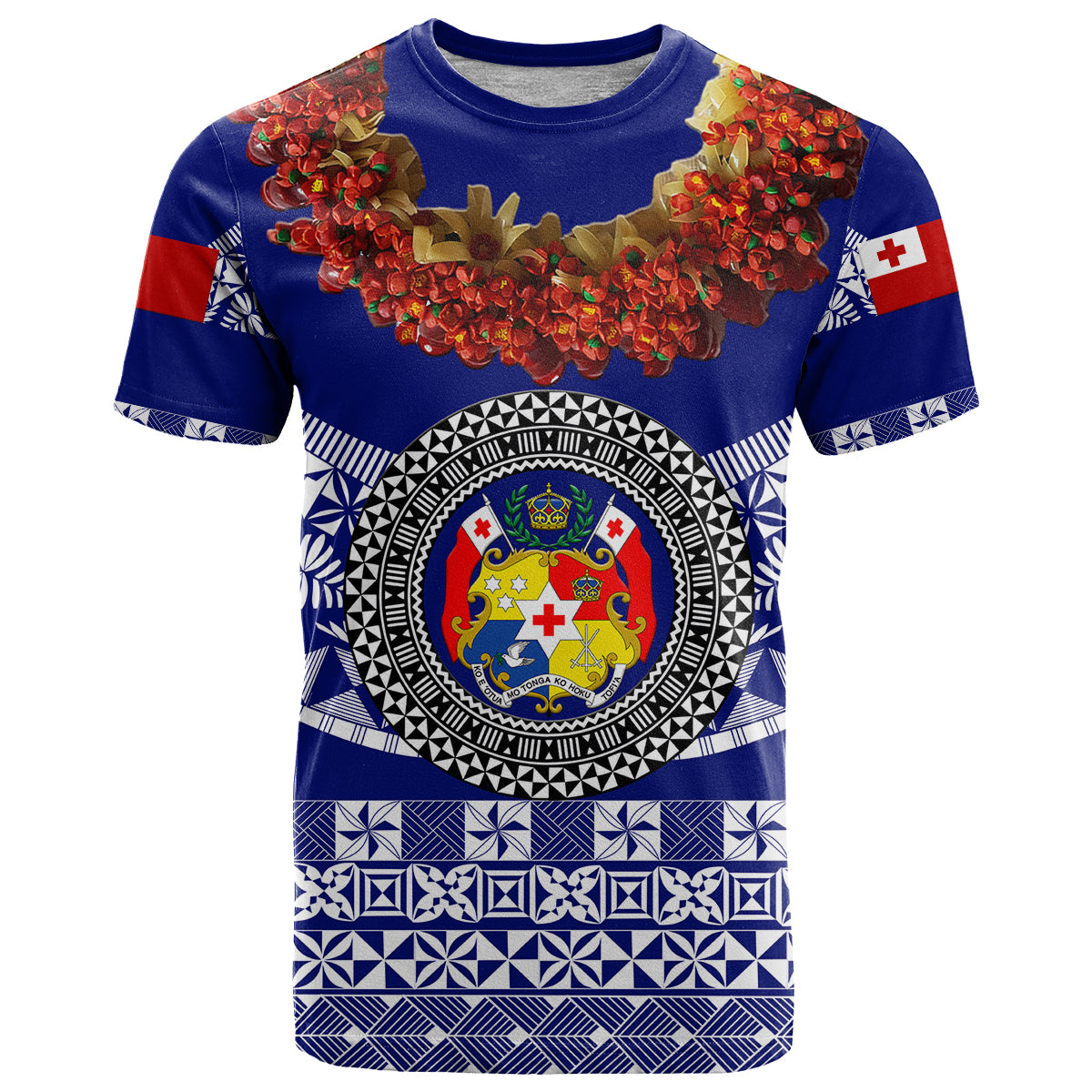 Custom Tonga Emancipation Day T Shirt Independence Day Fancy Kahoa Heilala Flower Blue LT8 Blue - Polynesian Pride