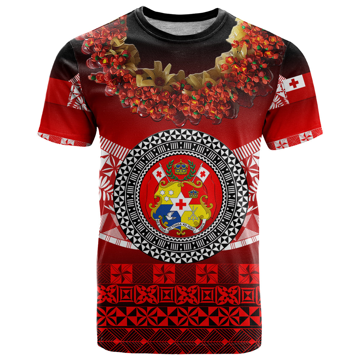 Custom Tonga Emancipation Day T Shirt Independence Day Fancy Kahoa Heilala Flower Gradient LT8 Black - Polynesian Pride