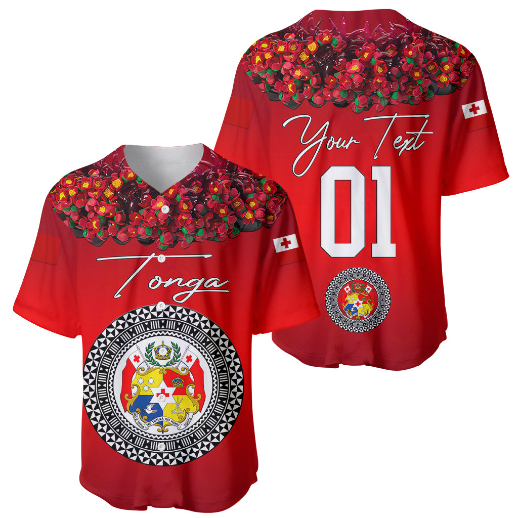 (Custom Personalised) Tonga Emancipation Day Baseball Jersey Independence Day - Unique Kahoa Heilala Flower - Red LT8 Red - Polynesian Pride