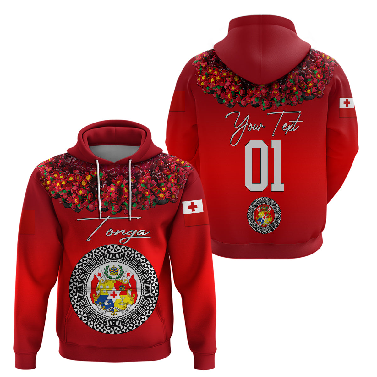 Custom Tonga Hoodie Emancipation Day Unique Kahoa Heilala Flower Red LT8 Pullover Hoodie Red - Polynesian Pride