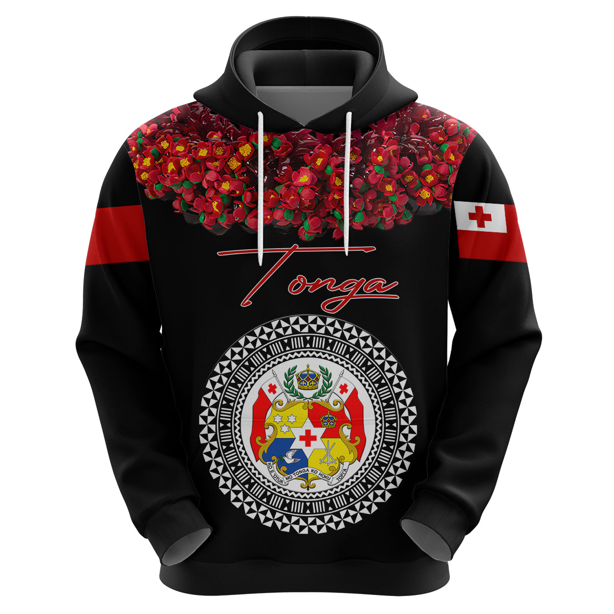 Custom Tonga Hoodie Emancipation Day Unique Kahoa Heilala Flower Black LT8 Zip Hoodie Black - Polynesian Pride