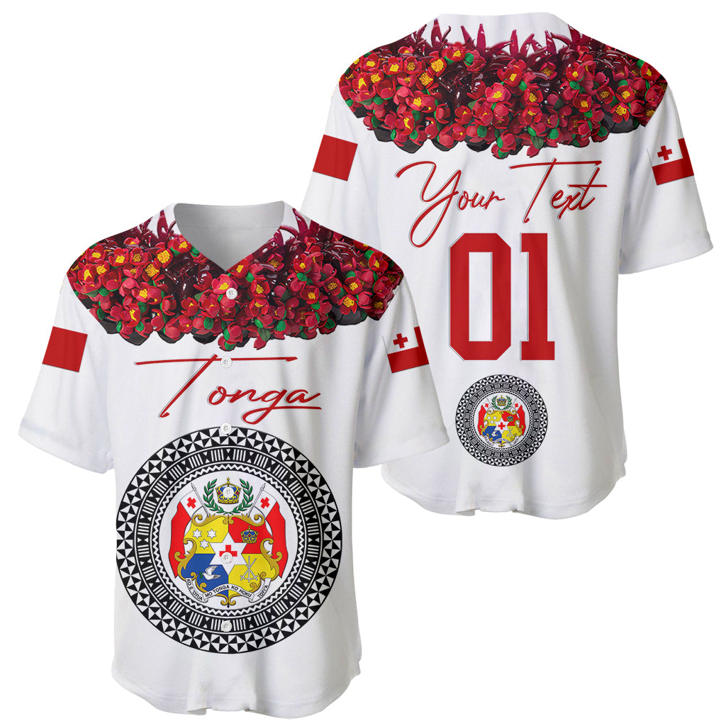 (Custom Personalised) Tonga Emancipation Day Baseball Jersey Independence Day - Unique Kahoa Heilala Flower - White LT8 White - Polynesian Pride