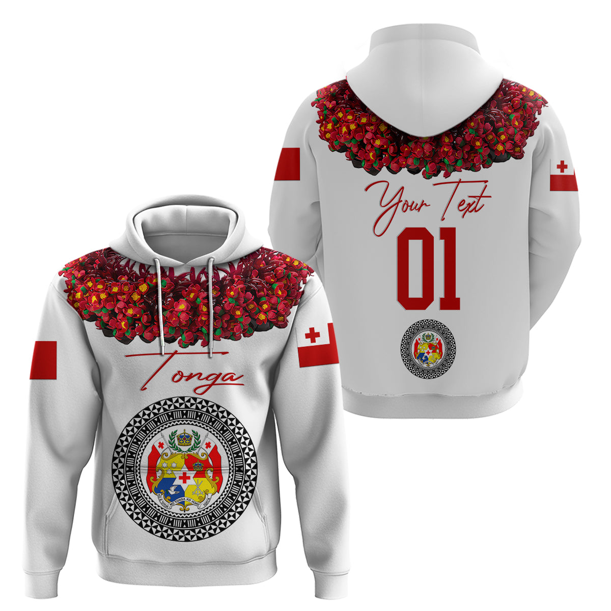 Custom Tonga Hoodie Emancipation Day Unique Kahoa Heilala Flower White LT8 Pullover Hoodie White - Polynesian Pride