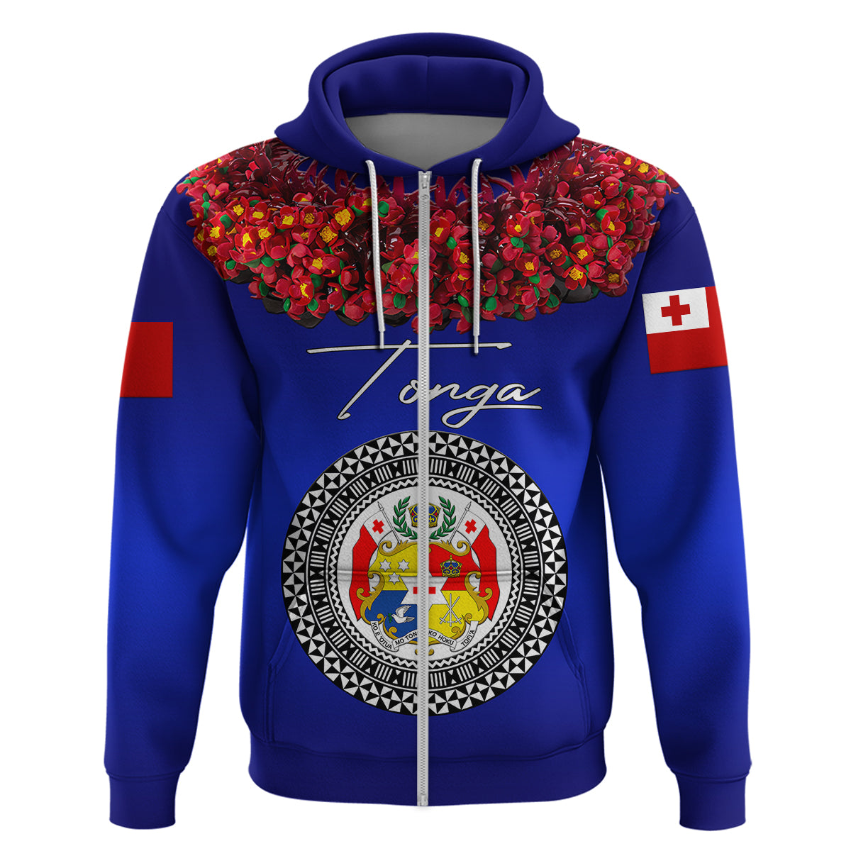 Custom Tonga Hoodie Emancipation Day Unique Kahoa Heilala Flower Blue LT8 - Polynesian Pride