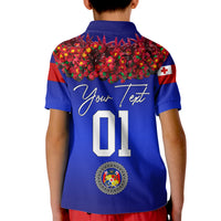 (Custom Personalised) Tonga Emancipation Day Kid Polo Shirt Independence Day - Unique Kahoa Heilala Flower - Blue LT8 - Polynesian Pride