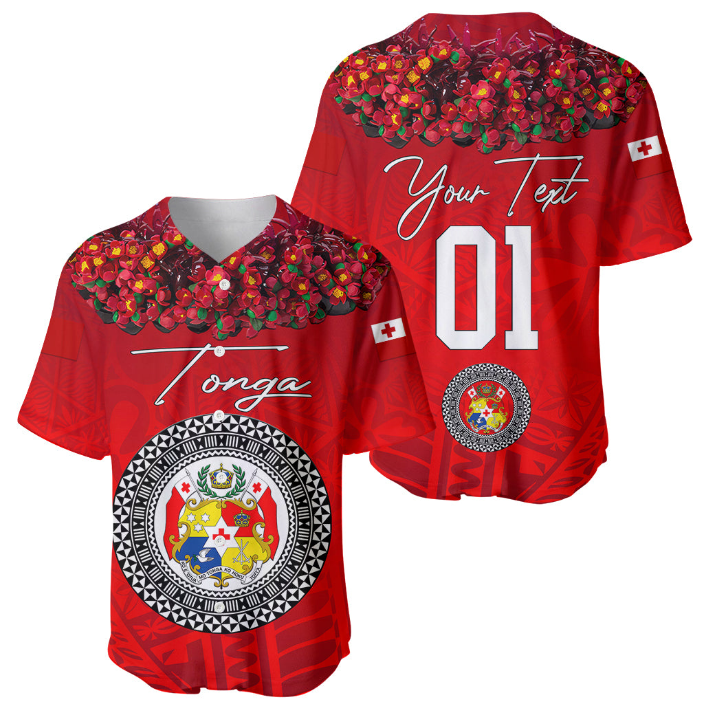 (Custom Personalised) Tonga Emancipation Day Baseball Jersey Independence Day - Kupesi Kahoa Heilala Flower - Red LT8 Red - Polynesian Pride