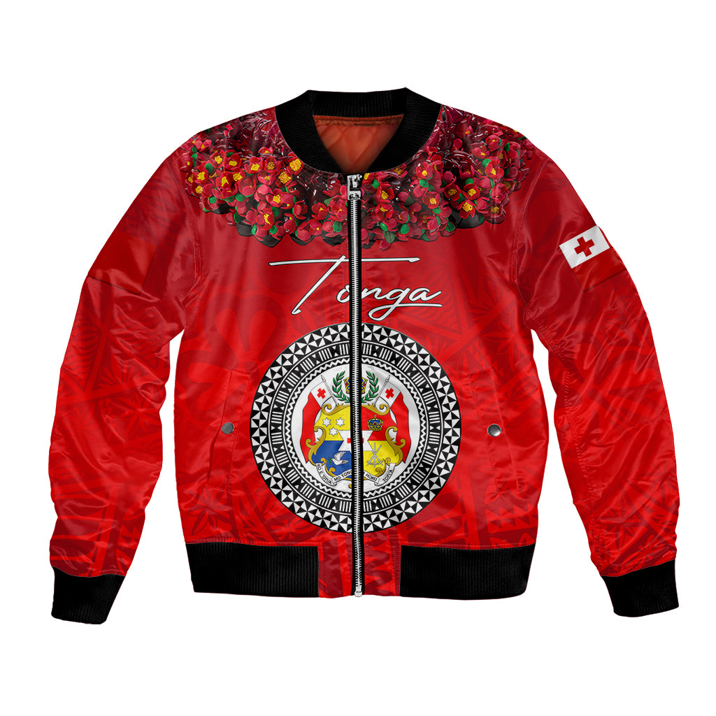 (Custom Personalised) Tonga Emancipation Day Bomber Jacket Independence Day - Kupesi Kahoa Heilala Flower - Red LT8 Unisex Red - Polynesian Pride