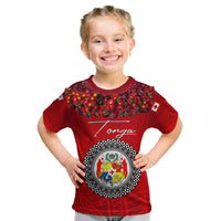 (Custom Personalised) Tonga Emancipation Day Kid T Shirt Independence Day - Kupesi Kahoa Heilala Flower - Red LT8 Youth XL Size14 - Polynesian Pride