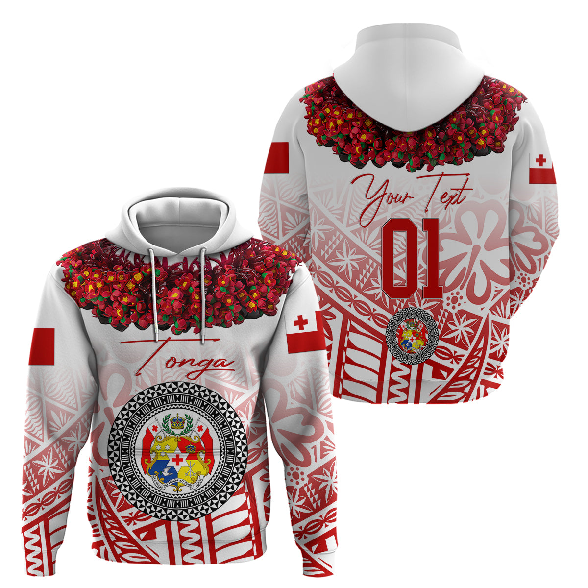 Custom Tonga Hoodie Emancipation Day Kupesi Kahoa Heilala Flower White LT8 Pullover Hoodie White - Polynesian Pride