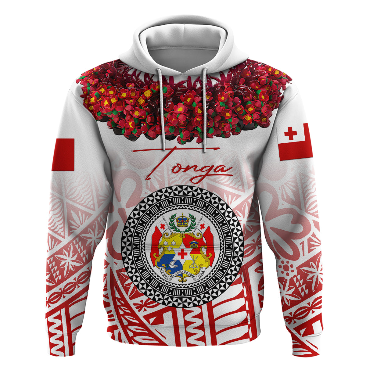 Custom Tonga Hoodie Emancipation Day Kupesi Kahoa Heilala Flower White LT8 - Polynesian Pride