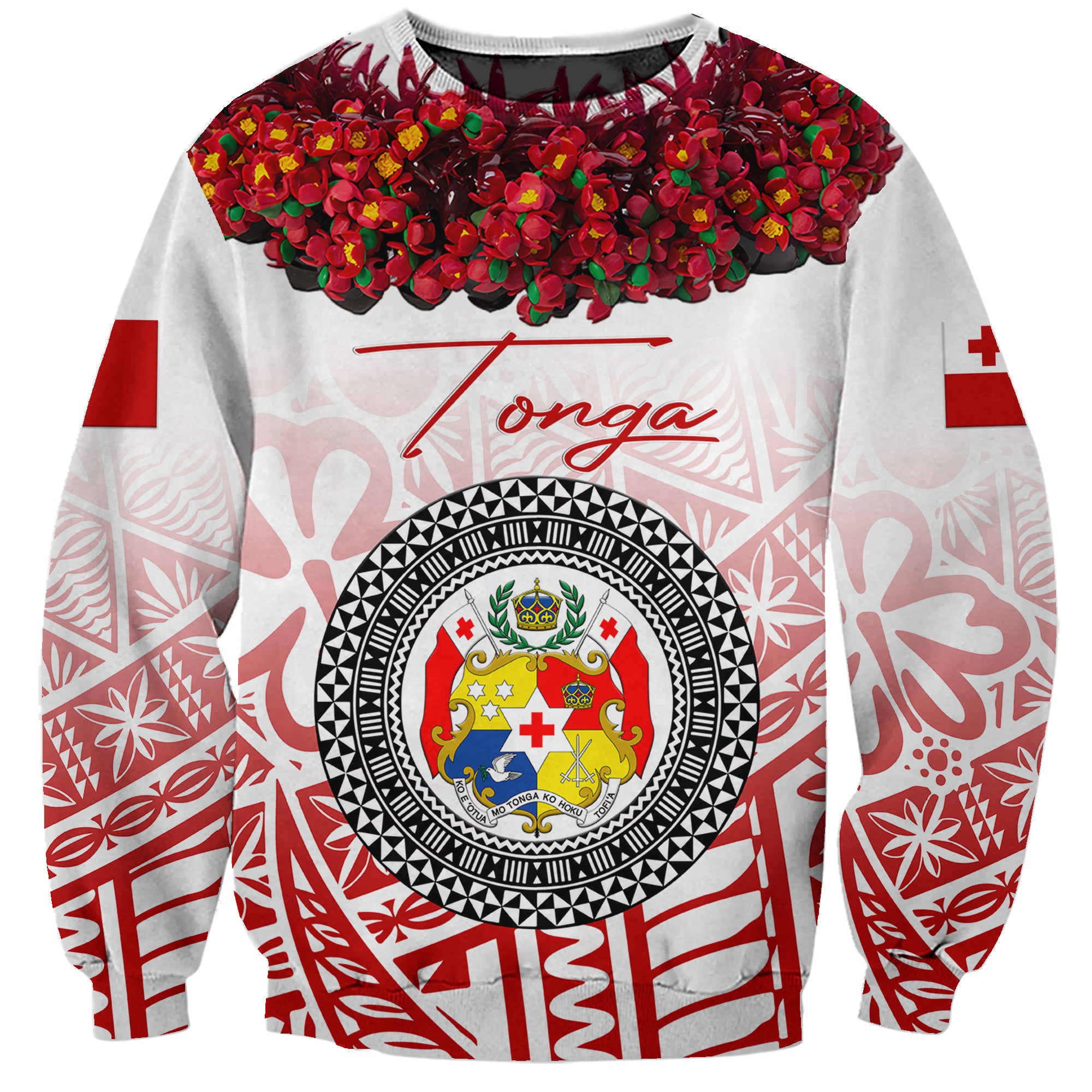 (Custom Personalised) Tonga Emancipation Day Sweatshirt Independence Day - Kupesi Kahoa Heilala Flower - White LT8 Unisex White - Polynesian Pride