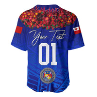 (Custom Personalised) Tonga Emancipation Day Baseball Jersey Independence Day - Kupesi Kahoa Heilala Flower - Blue LT8 - Polynesian Pride