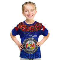 (Custom Personalised) Tonga Emancipation Day Kid T Shirt Independence Day - Kupesi Kahoa Heilala Flower - Blue LT8 Youth XL Size14 - Polynesian Pride