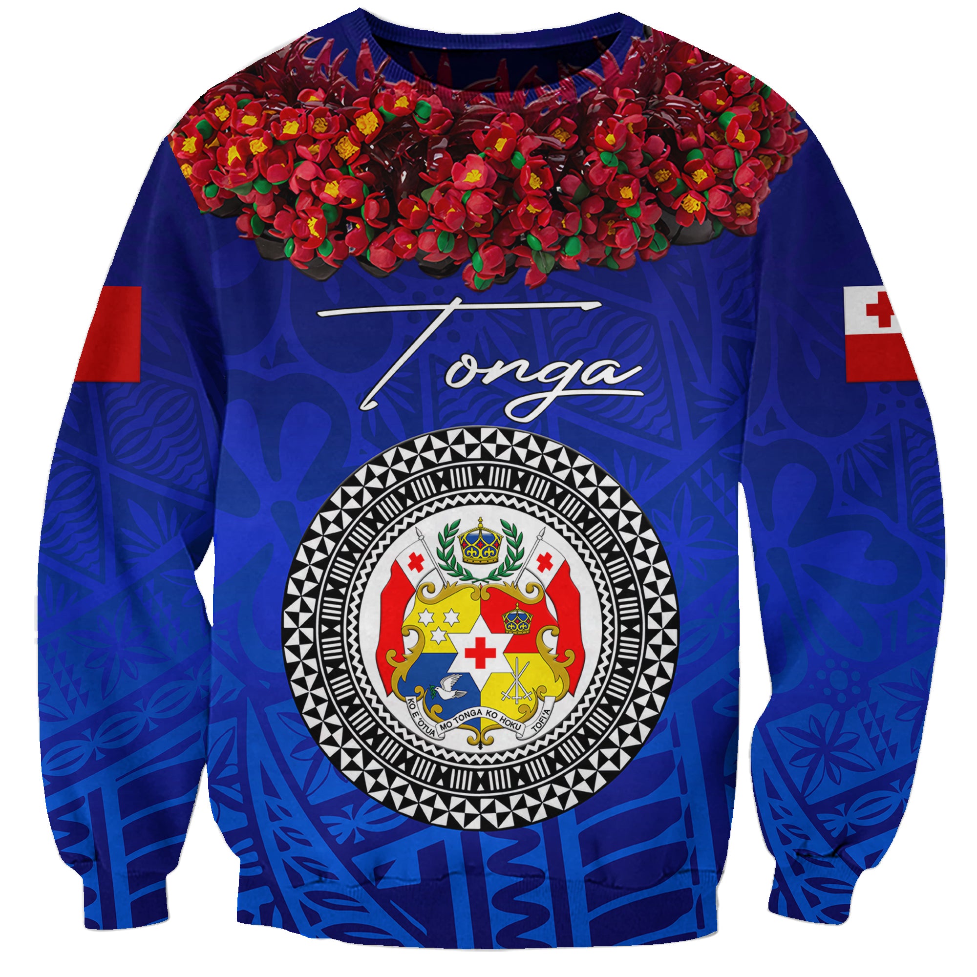 (Custom Personalised) Tonga Emancipation Day Sweatshirt Independence Day - Kupesi Kahoa Heilala Flower - Blue LT8 Unisex Blue - Polynesian Pride