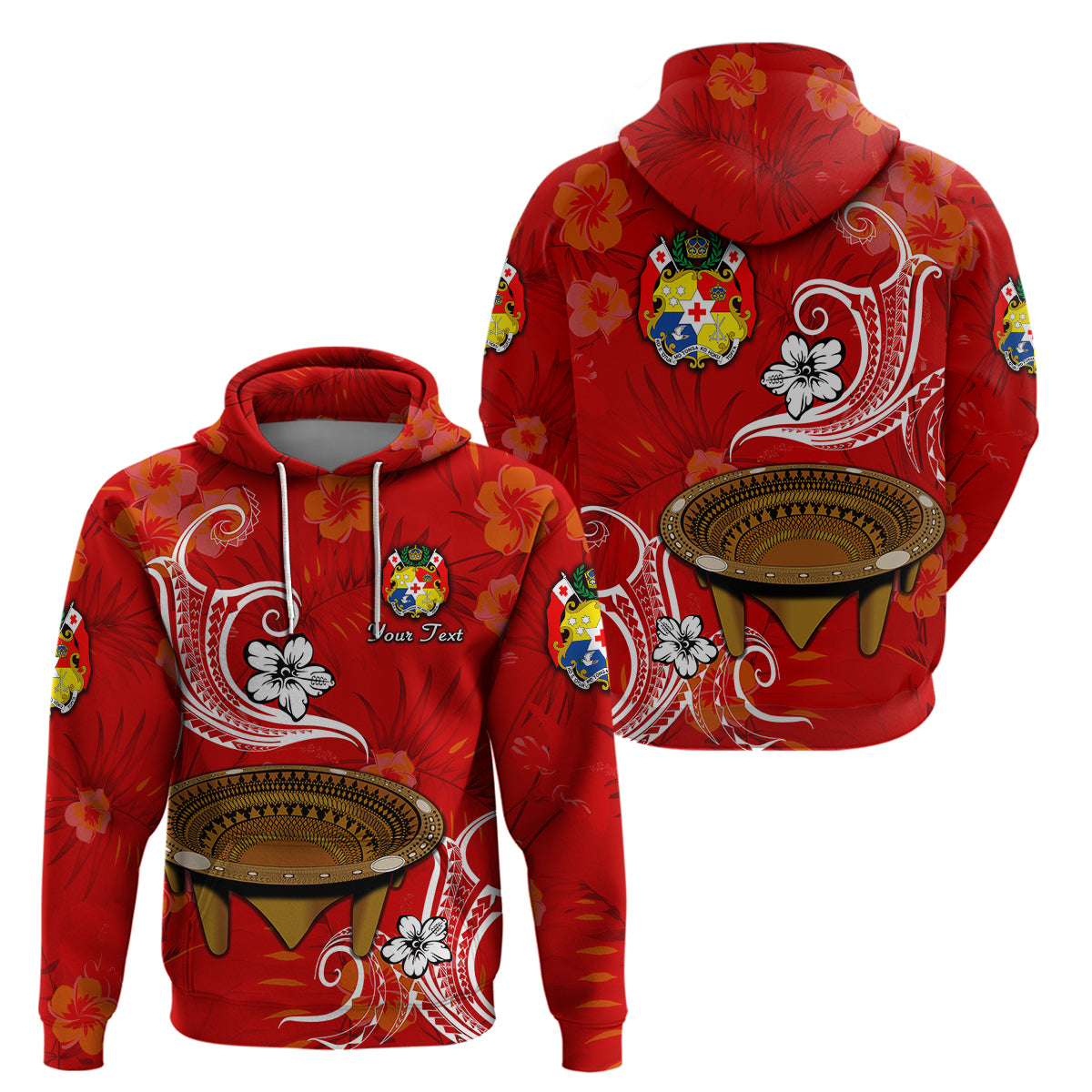 Custom Tonga Kumete Kava Bowl Sila Vibes Red Hoodie LT8 Zip Hoodie Red - Polynesian Pride