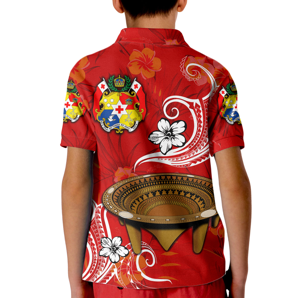 (Custom Personalised) Tonga Kumete Kava Bowl Sila Vibes - Red Kid Polo Shirt LT8 - Polynesian Pride